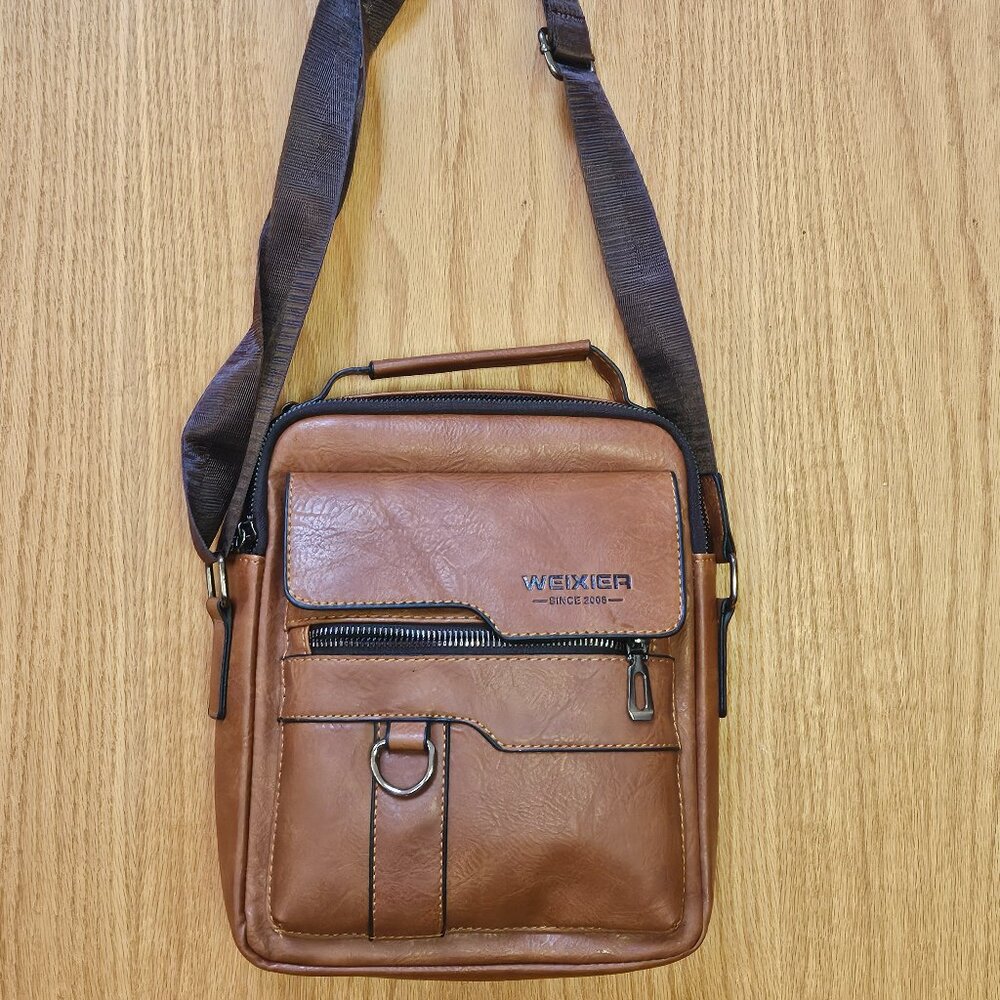 weixier mens brown leather shoulder travel bag crossbody strap or womans new